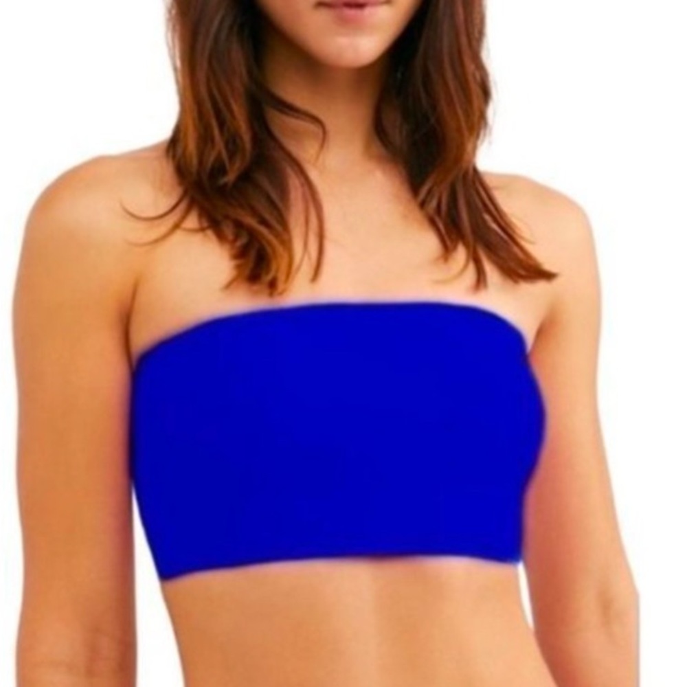 Free People “Nina” Blue Strapless Bandeau Top